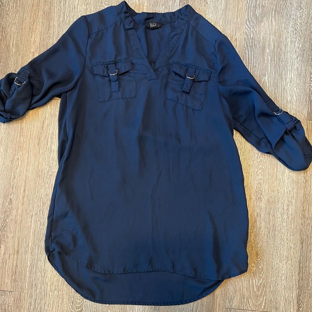 Rue21 Navy Blouse with Buckle Details